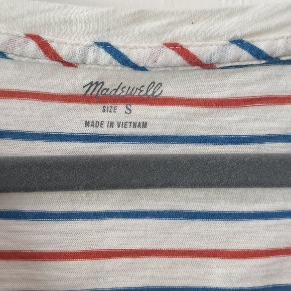 Madewell Whisper Cotton V-Neck Pocket Tee in Brion Stripe h7106 small - Picture 9 of 9